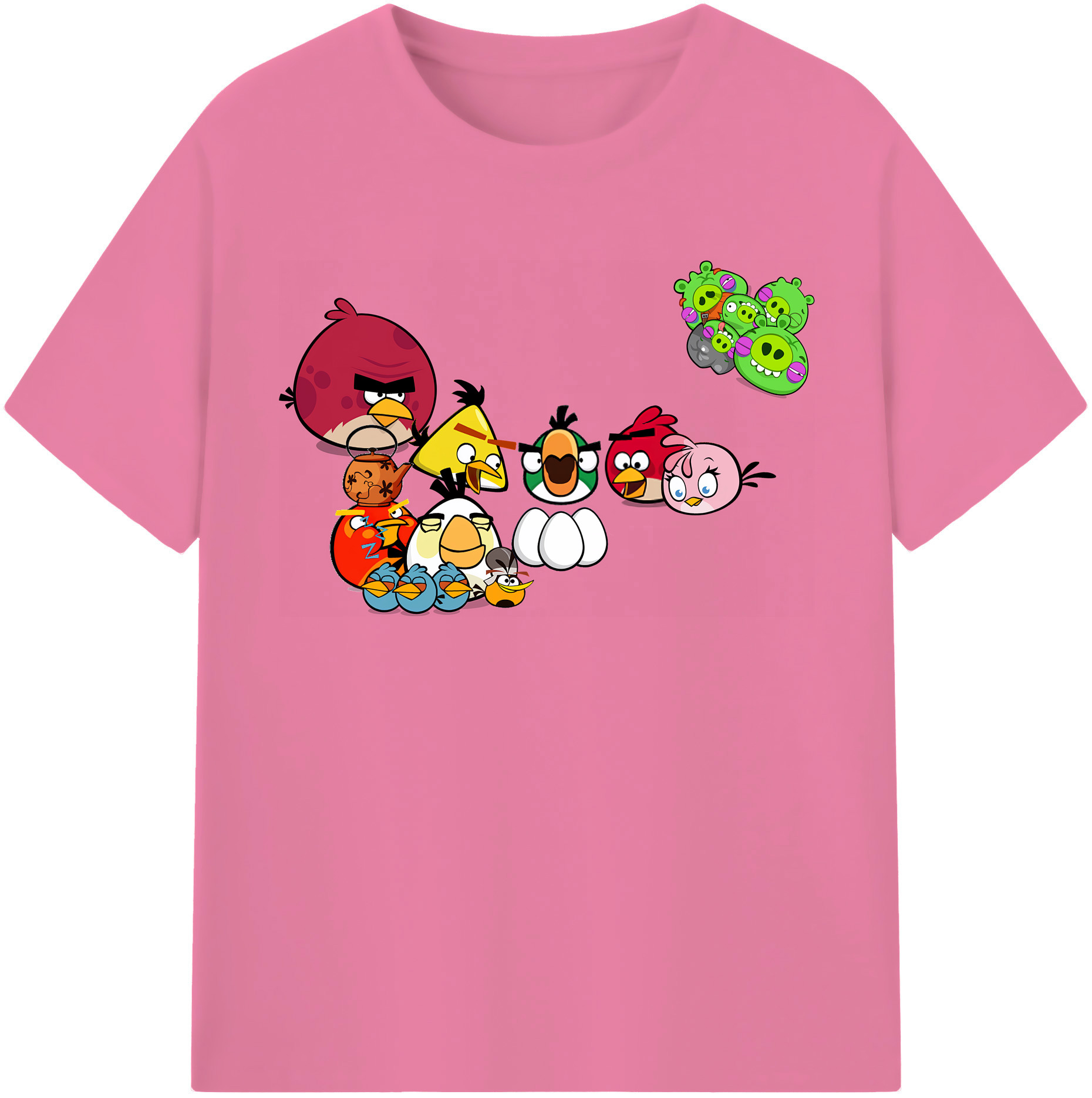（画像用） Angry Birds アングリーバード 綿100％半袖Tシャツ（フロントプリント）